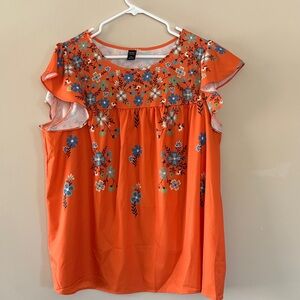 Floral Orange Blouse